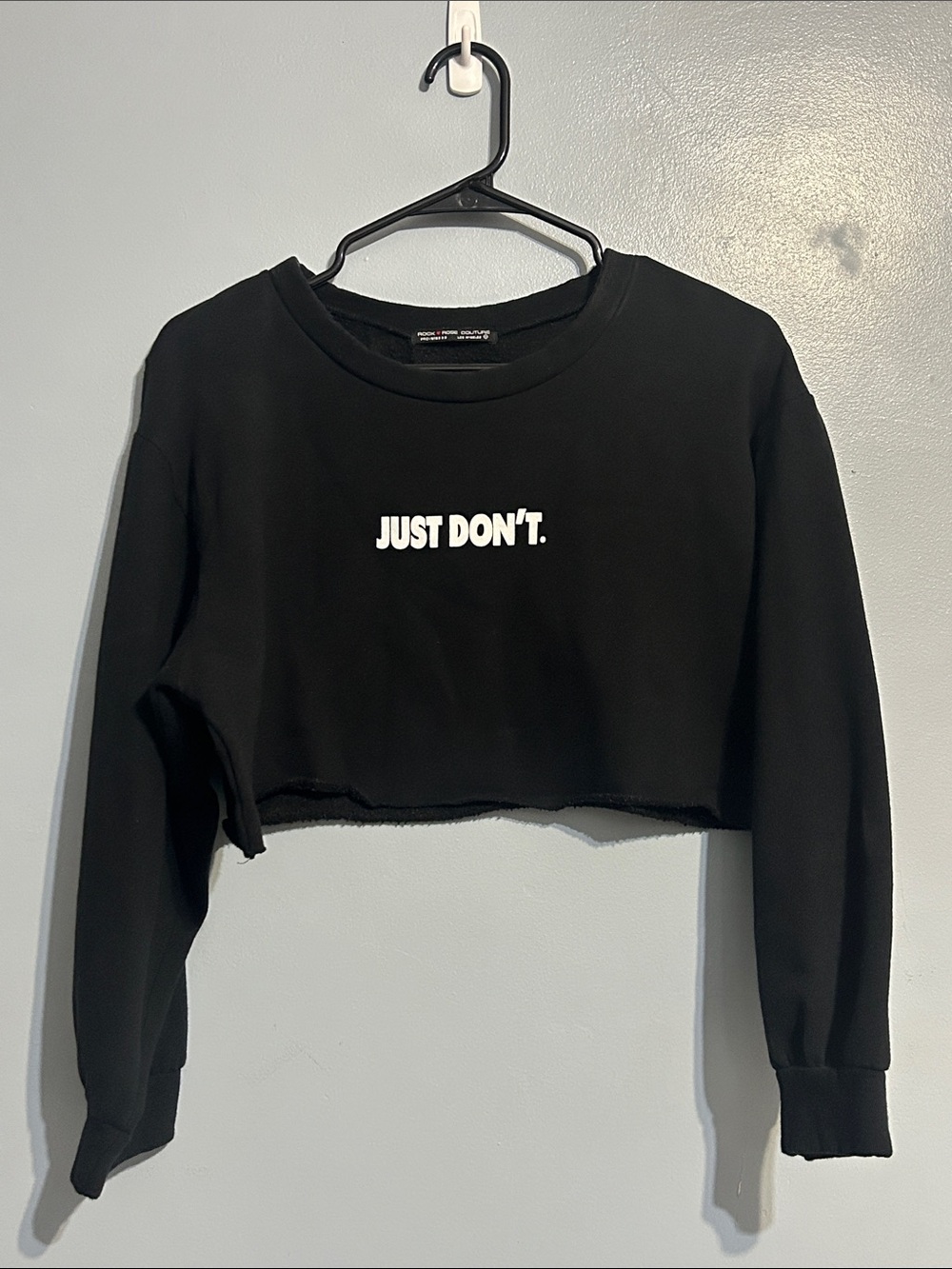 Cropped Black 'Just Don't.' Graphic Sweatshirt - Women